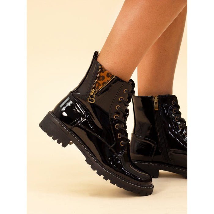 Nevada Black Patent Ankle Boot