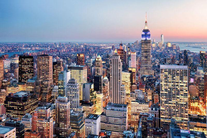 New York Skyline at Sun Down Wall Mural-Wall Mural-Eazywallz