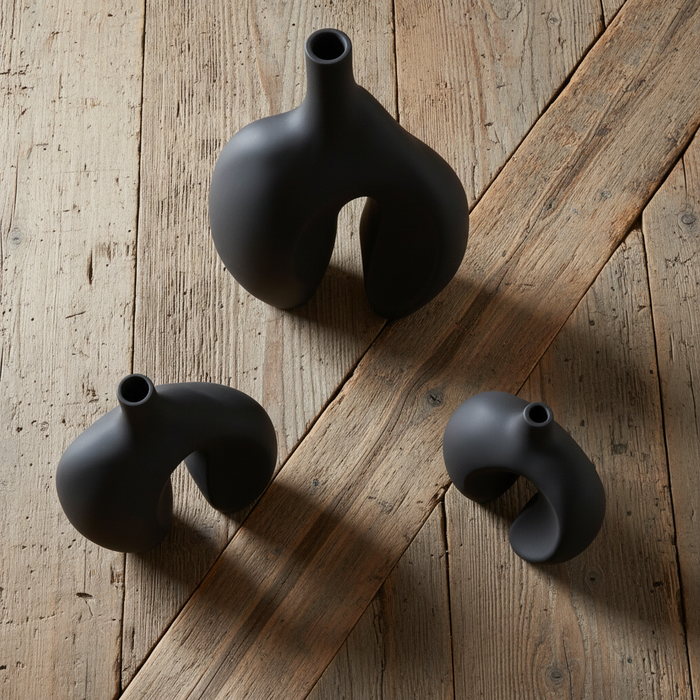 Three Ni Vases on Rustic Barnboard
