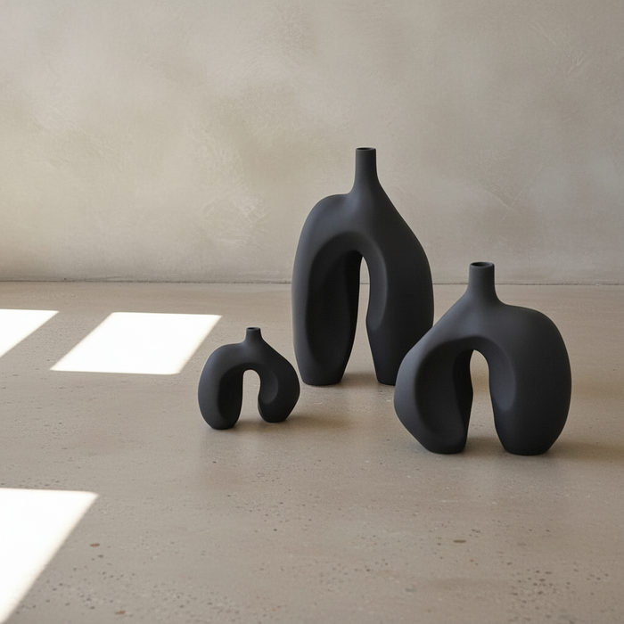 Ni Vases on Nordic Concrete Floor