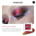 NOIRICORN Solar Flare single eyeshadow pigment with red, copper, blue and purple shimmer, compact and swatches