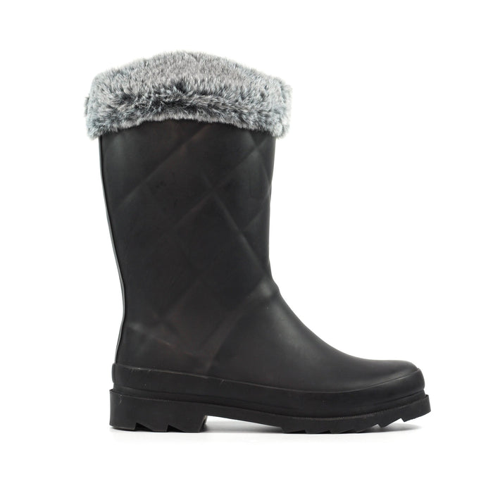 Norway Black Faux Fur-Lined Wellington