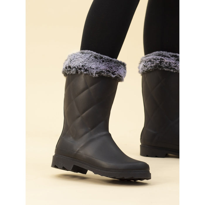 Norway Black Faux Fur-Lined Wellington