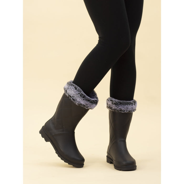 Norway Black Faux Fur-Lined Wellington