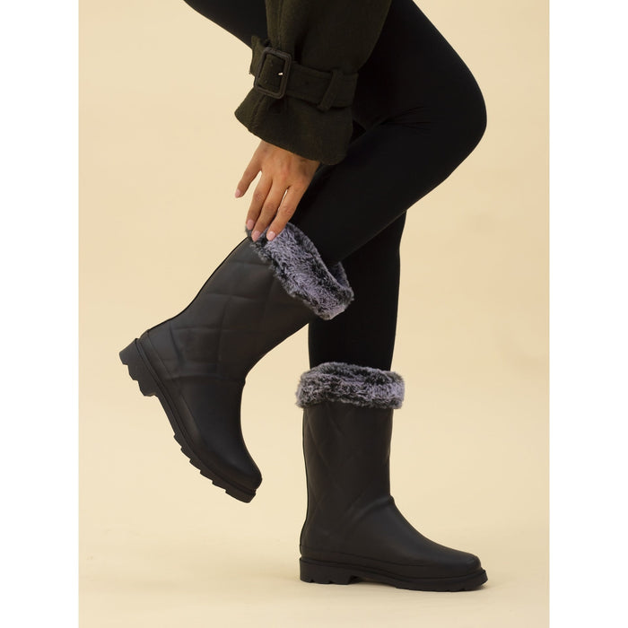 Norway Black Faux Fur-Lined Wellington