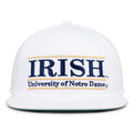 Notre Dame Retro Bar snapback hat in white, front view