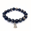 Obsidian Bracelet | Sterling Silver Buddha Charm