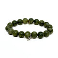 Olive Jade Bracelet + Silver Cross Charm