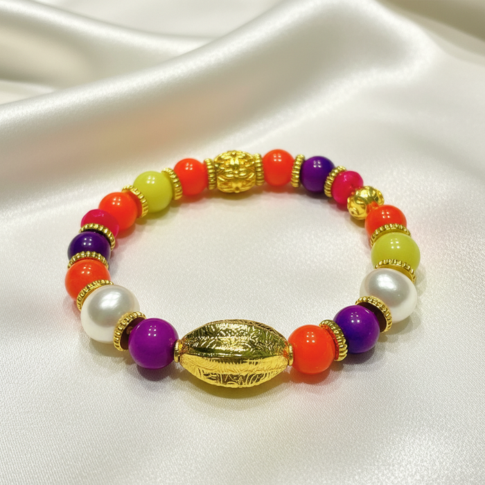 One-of-a-Kind Capri Rosso Carnival Gemstone Bracelet – Sugilite, Carnelian, Pearl & 24k Gold Vermeil Bracelet