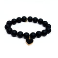 Onyx Bracelet + Black Druzy Heart Charm