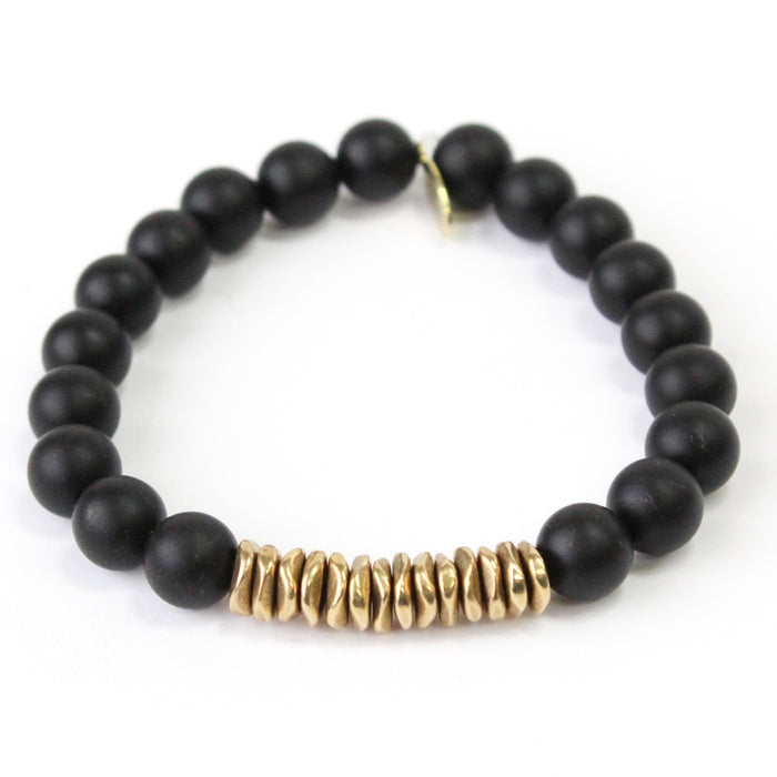 Onyx Bracelet | Matte + Brass Row