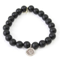 Onyx Bracelet | Matte + Sterling Silver Om Charm