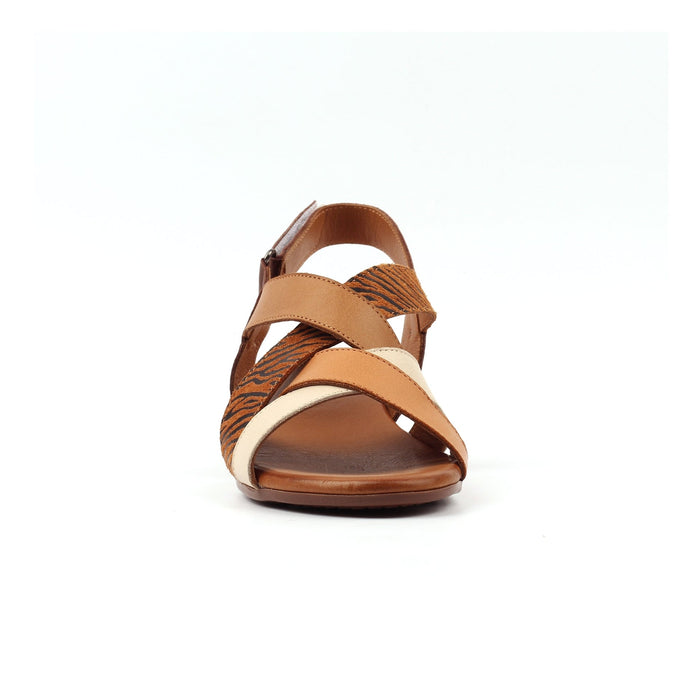 Oprah Tan Block Heel Leather Sandal