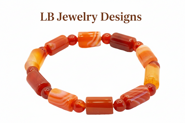 Orange Carnelian Gemstone Beaded Bracelet