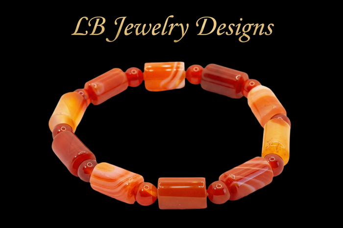 Orange Carnelian Gemstone Beaded Bracelet