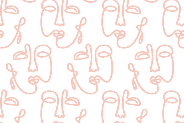 Pale Pink Empty Abstract Faces Wall Mural-Wall Mural-Eazywallz