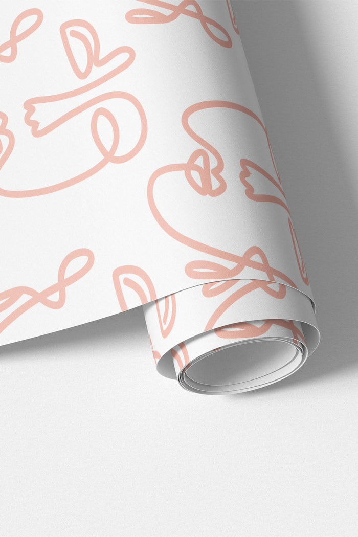 Pale Pink Empty Abstract Faces wallpaper roll