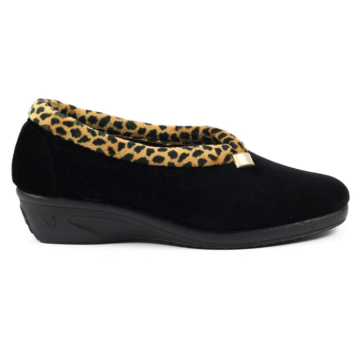 Paloma Black Leopard Trim Slipper
