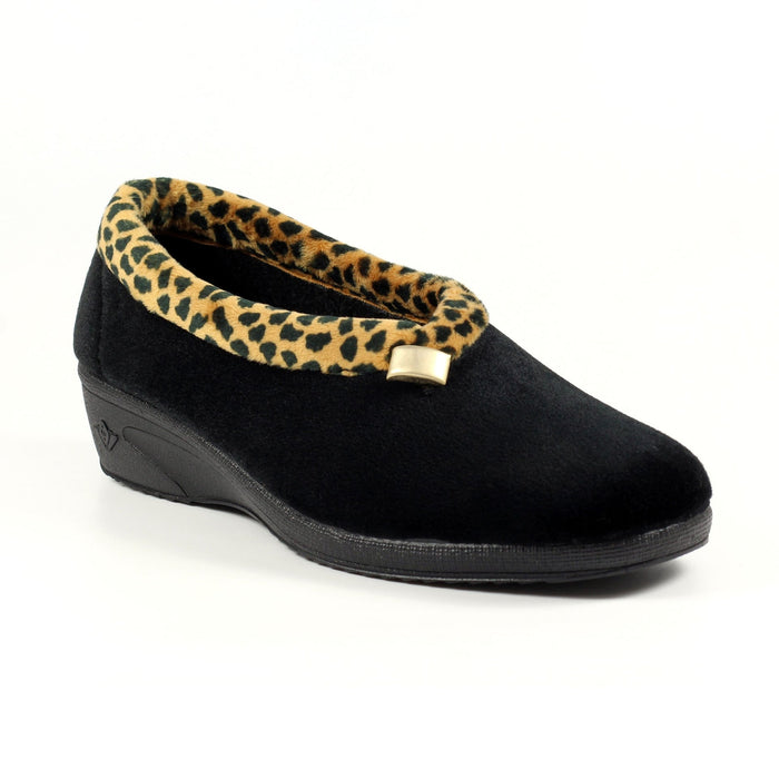 Paloma Black Leopard Trim Slipper