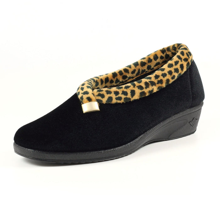 Paloma Black Leopard Trim Slipper