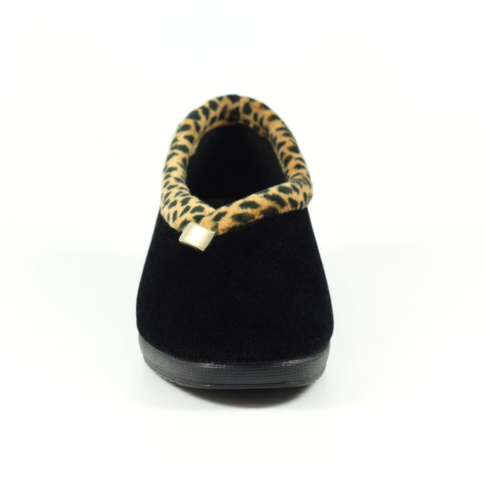 Paloma Black Leopard Trim Slipper
