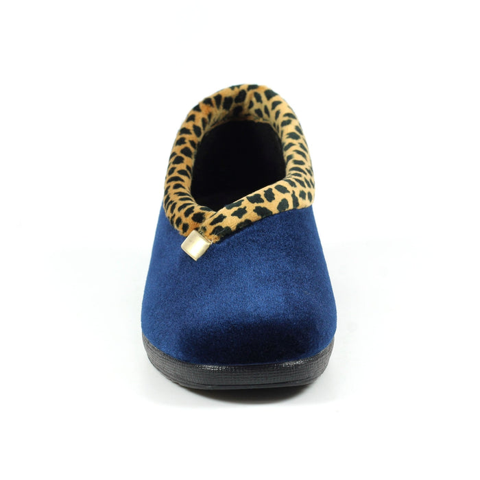 Paloma Navy Leopard Trim Slipper