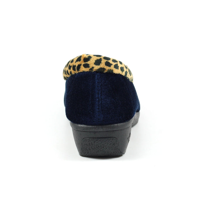 Paloma Navy Leopard Trim Slipper