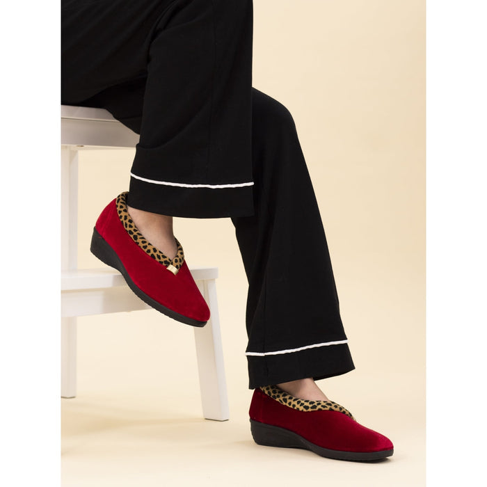 Paloma Red Leopard Trim Slipper