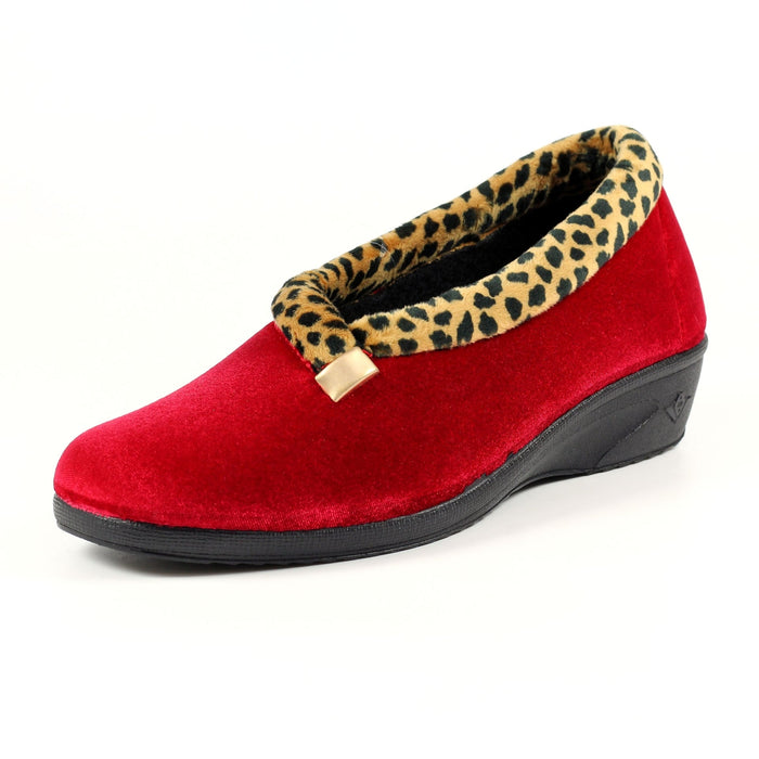 Paloma Red Leopard Trim Slipper