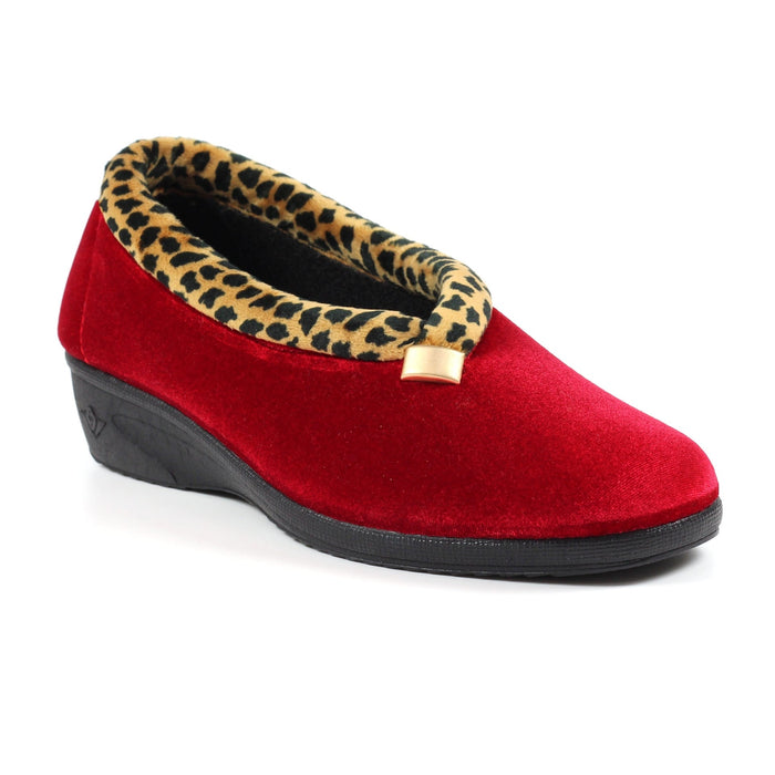 Paloma Red Leopard Trim Slipper