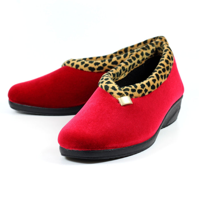 Paloma Red Leopard Trim Slipper