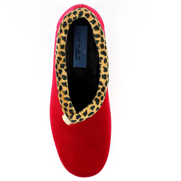 Paloma Red Leopard Trim Slipper
