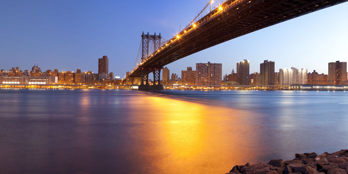 Panoramic Manhattan Bridge at Dawn