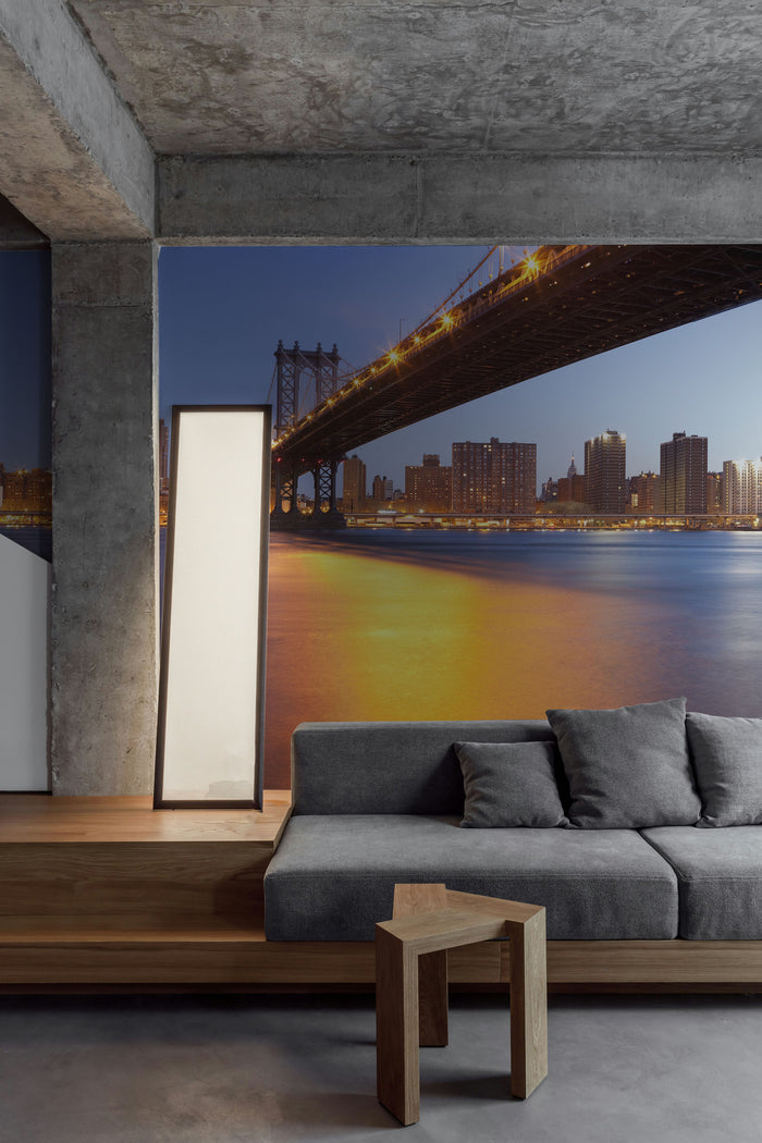 Panoramic Manhattan Bridge at Dawn
