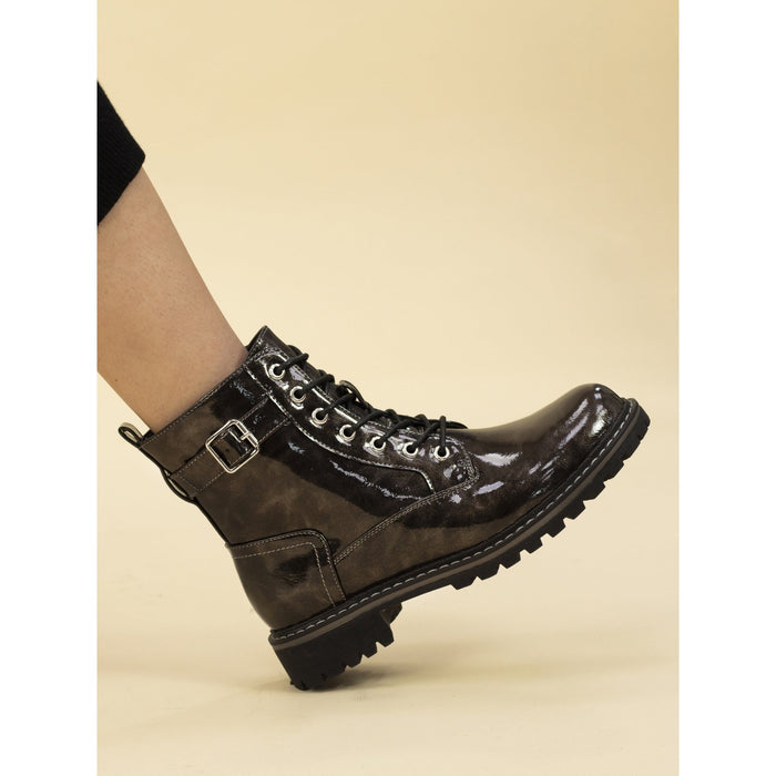Parlour Grey Patent Ankle Boot