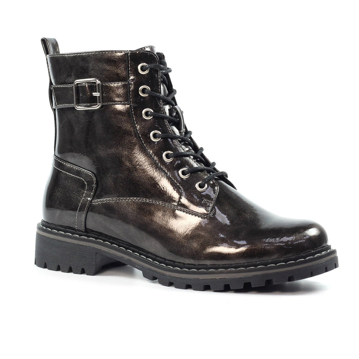 Parlour Grey Patent Ankle Boot