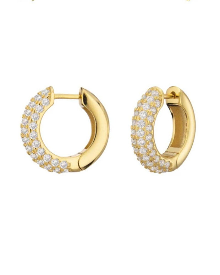 cubic zirconia hoop earrings on white background