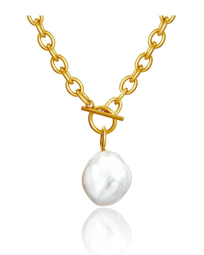chunky pearl necklace on white background