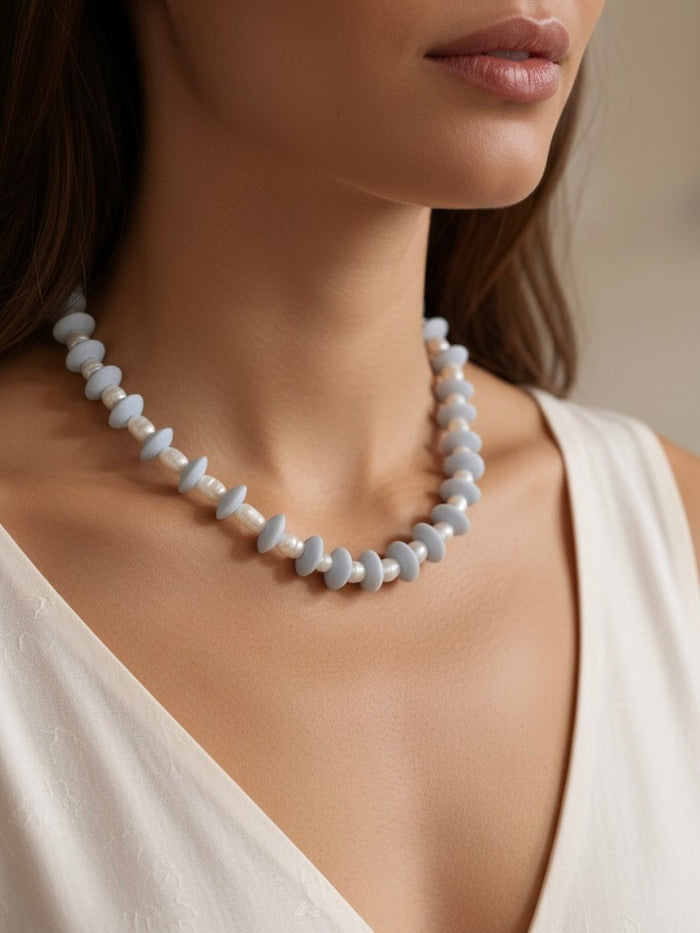 PEARLS GONE WILD Ashanti Glass and Pearl beaded Necklace
