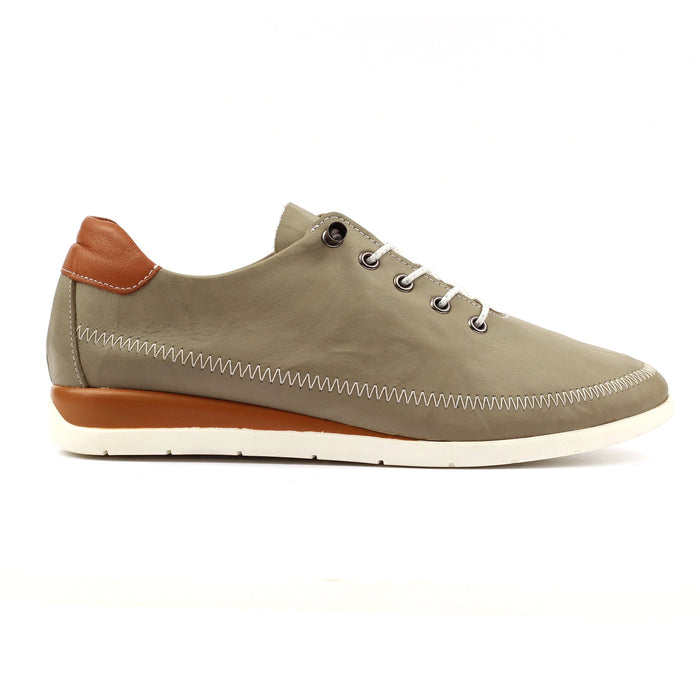 Penelopy Khaki Leather Trainer
