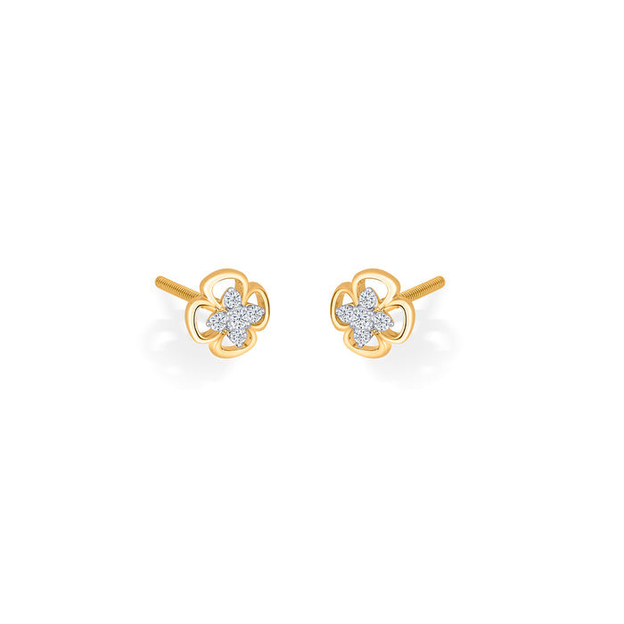 Petal Brilliance Gold & Diamond Stud Earring For Women