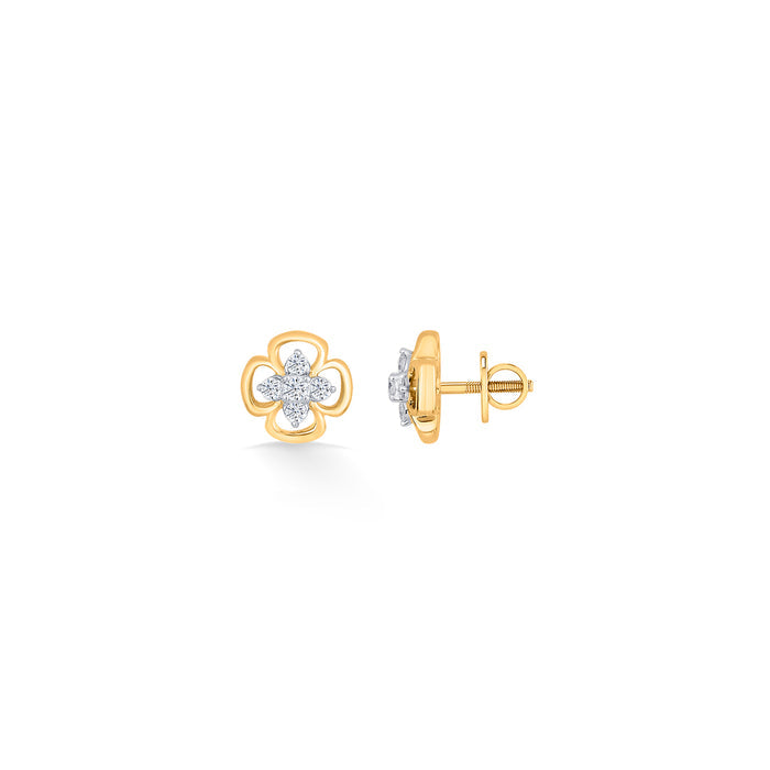 Petal Brilliance Gold & Diamond Stud Earring For Women