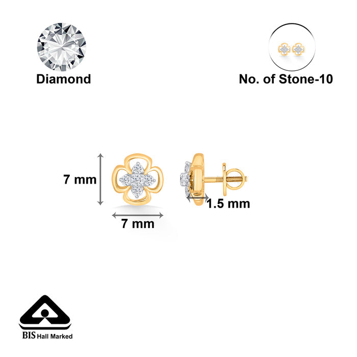 Petal Brilliance Gold & Diamond Stud Earring For Women