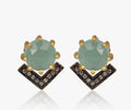 Petite Aqua Chalcedony and Rhodium Stud Earrings