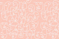 Pink Abstract Line Faces Wall Mural-Wall Mural-Eazywallz