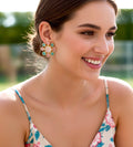Pink, Aqua & White Gemstone Earrings 1”