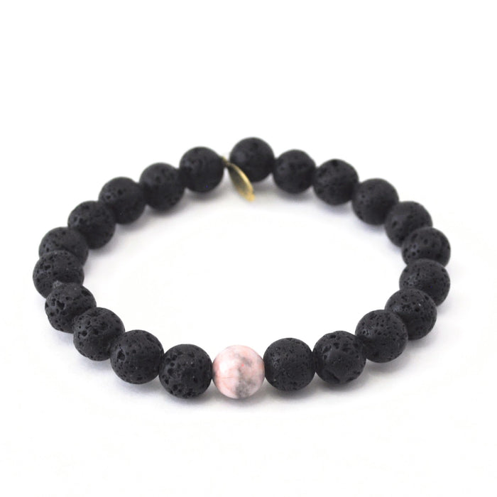 Pink Jasper + Lava Duo | Crystal Bracelets