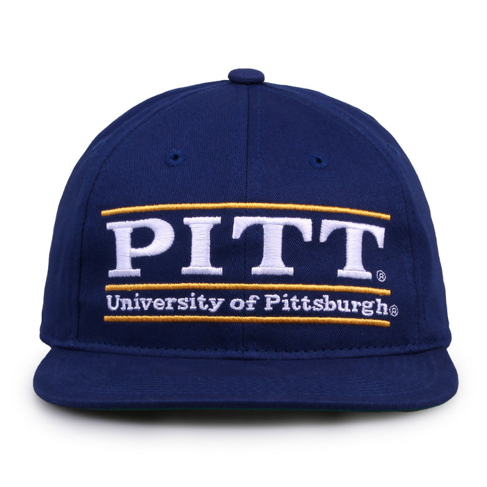 Pittsburgh Retro Bar snapback hat in royal blue, front view