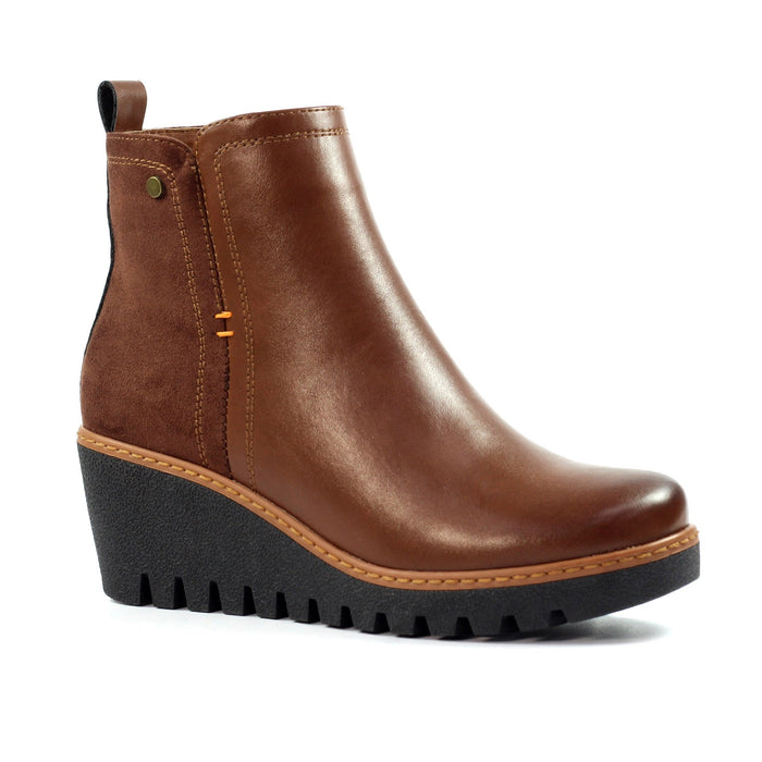 Pixie Tan Ankle Wedge Boot