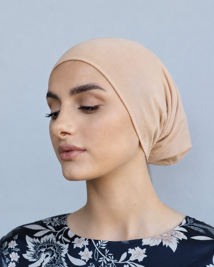 Premium Beige Cotton Hijab Cap (Undercap)